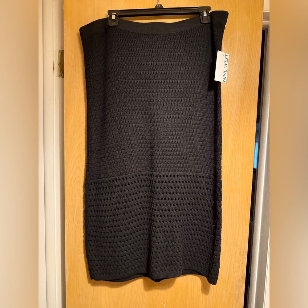 NWT Nine West Women’s Black Crochet Midi Skirt Size XL